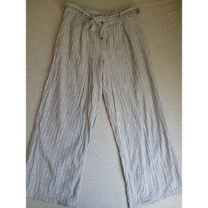 Uniqlo Pants XL Linen Cotton Wide Leg Pleated Trouser Office Work Career Boho